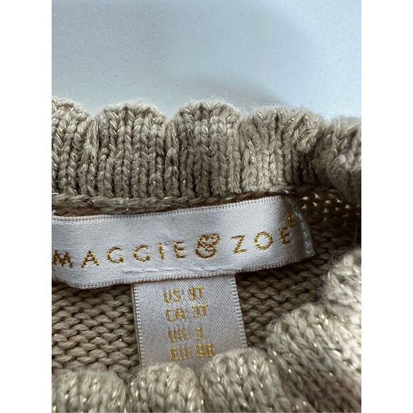 Maggie & Zoe Girls Knit Rushed Sweater Dress Gold Tan Size 3T Cotton Blend - Picture 3 of 9